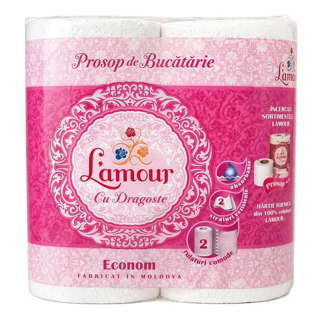 Prosop de bucătărie ”Lamour Econom, Set 2 bucăți, celuloză”
